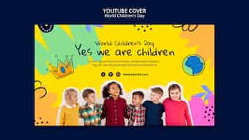 Бесплатный PSD Шаблон обложки youtube для всемирного дня детей