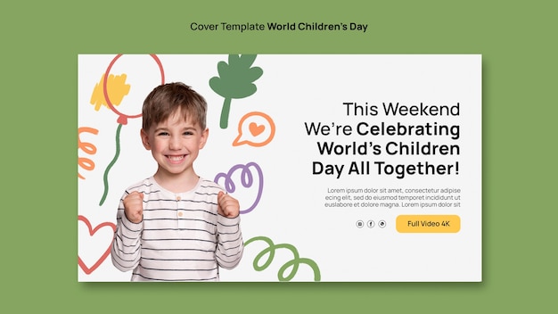 Free PSD world children's day  youtube cover