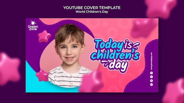 무료 PSD 세계 어린이 날 유튜브 커버