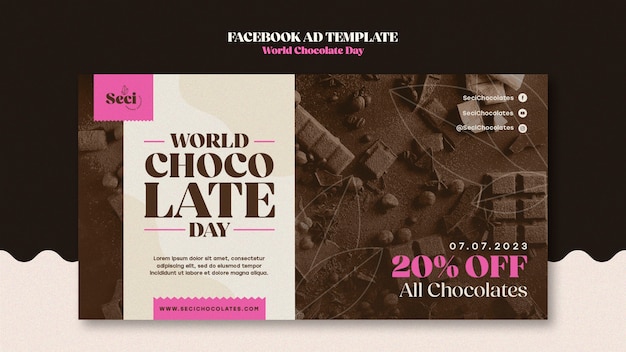 PSD gratuito modello facebook per la celebrazione della giornata mondiale del cioccolato