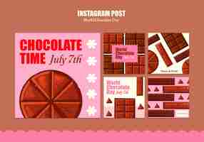 Free PSD world chocolate day celebration  instagram posts