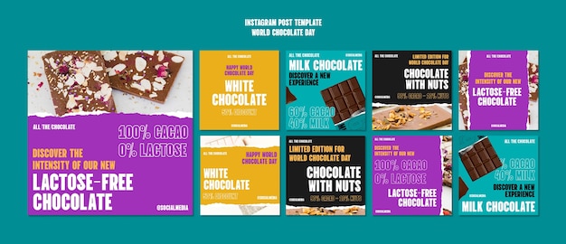 PSD gratuito post di instagram per celebrare la giornata mondiale del cioccolato