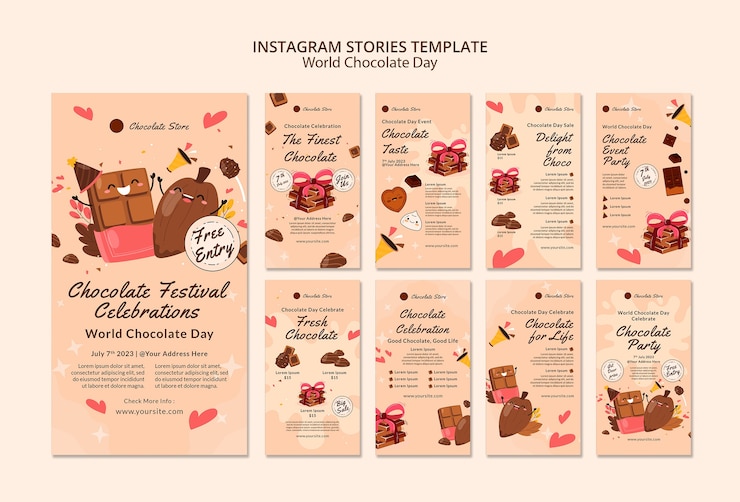無料PSD 世界チョコレートデーのお祝いのインスタグラムストーリー