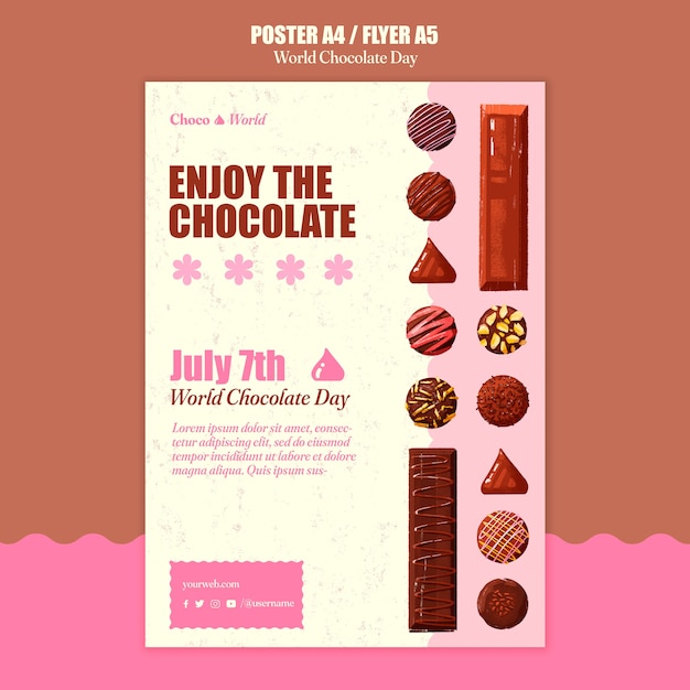 World chocolate day celebration poster template