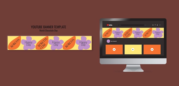 無料PSD 世界チョコレートデーのお祝いのyoutubeバナー