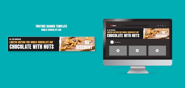 Free PSD world chocolate day celebration youtube banner