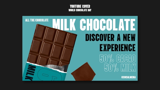 PSD gratuito copertina di youtube per la celebrazione della giornata mondiale del cioccolato