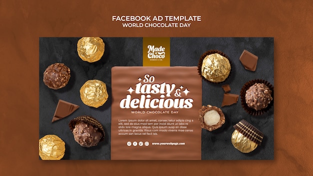 PSD gratuito modello facebook per la giornata mondiale del cioccolato