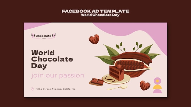 PSD gratuito modello facebook per la giornata mondiale del cioccolato