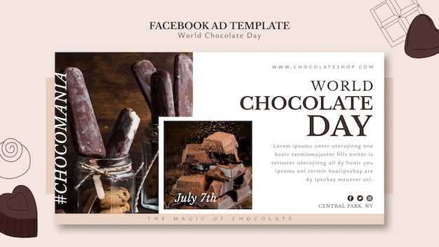 PSD gratuito modello facebook per la giornata mondiale del cioccolato