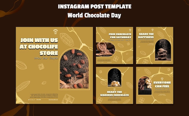 PSD gratuito post instagram per la giornata mondiale del cioccolato