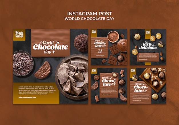 PSD gratuito post instagram per la giornata mondiale del cioccolato