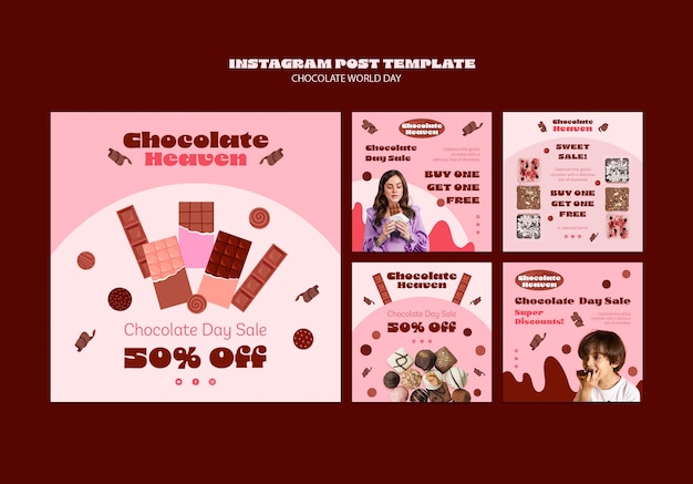 Free PSD world chocolate day instagram posts