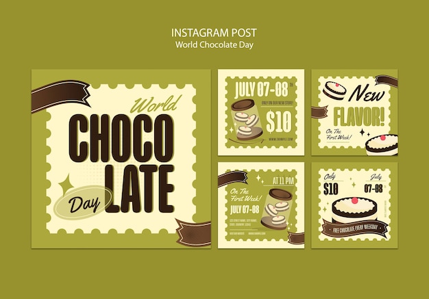 PSD gratuito post instagram per la giornata mondiale del cioccolato