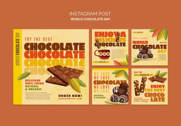 Free PSD world chocolate day instagram posts