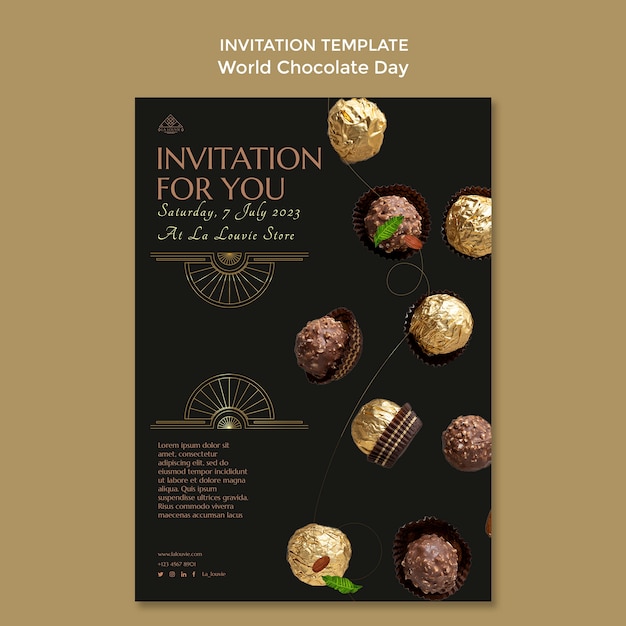 Free PSD world chocolate day invitation template