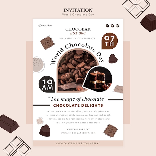 Free PSD world chocolate day invitation template