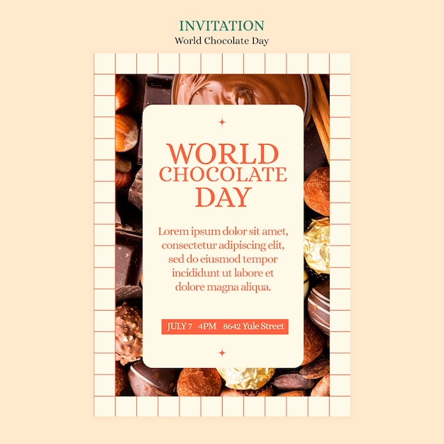 Free PSD world chocolate day invitation template