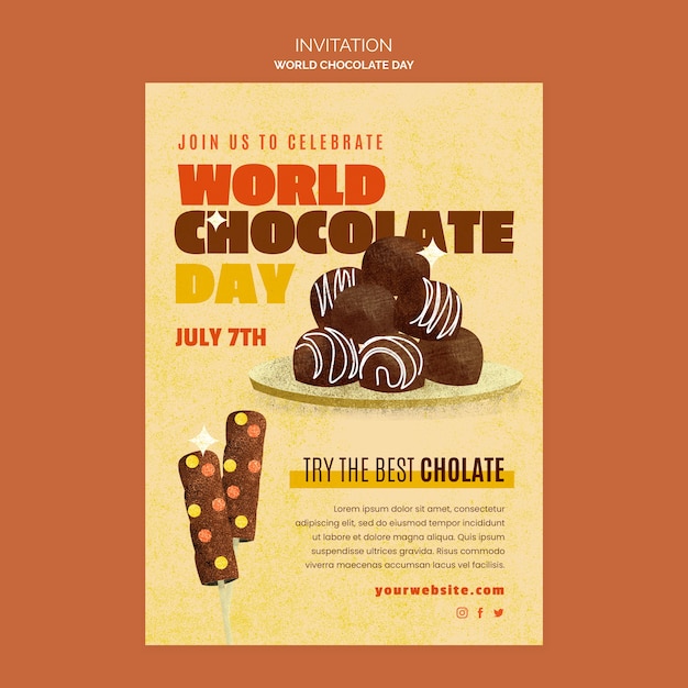 World chocolate day invitation template – Free PSD download