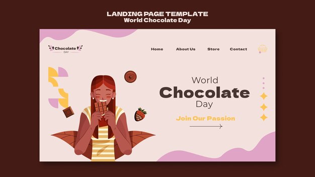 Modello di pagina di destinazione della giornata mondiale del cioccolato