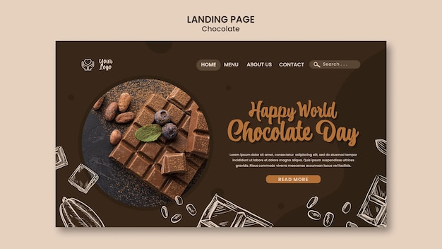 PSD gratuito modello di pagina di destinazione della giornata mondiale del cioccolato