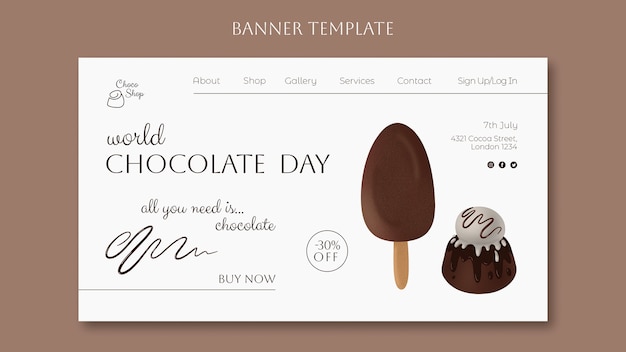 Free PSD world chocolate day landing page template