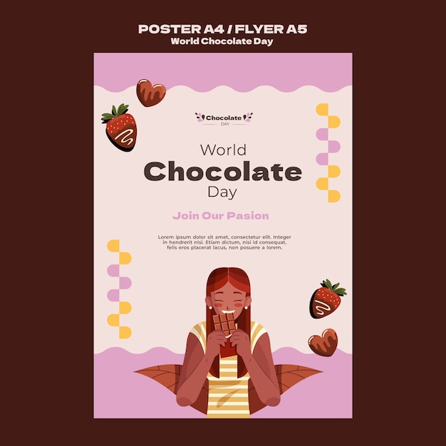 Free PSD world chocolate day poster template