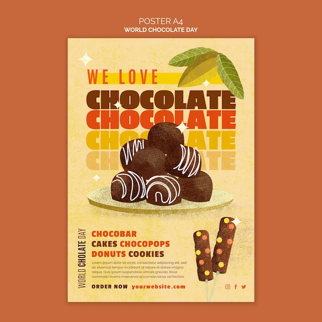 Free PSD world chocolate day poster template