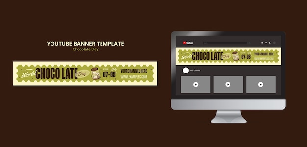 PSD gratuito modello di banner youtube per la giornata mondiale del cioccolato