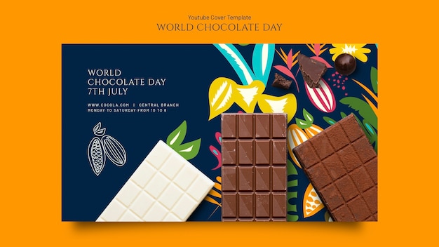 Modello di copertina di youtube per la giornata mondiale del cioccolato