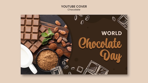 Modello di copertina di youtube per la giornata mondiale del cioccolato