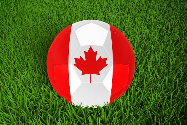 Coppa del mondo di calcio con la bandiera del canada