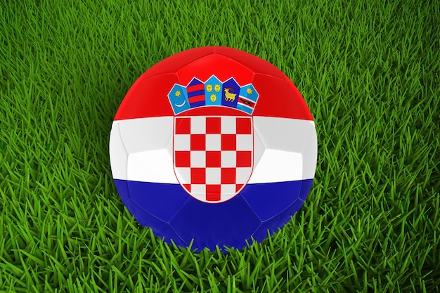 크로아티아 국기와 함께 월드컵 축구