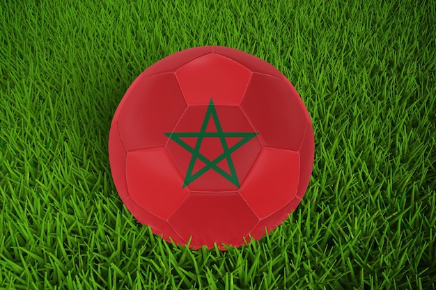 모로코 국기와 함께 월드컵 축구
