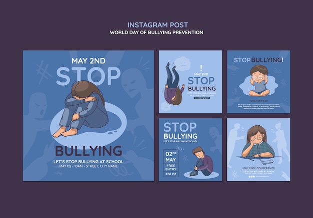 Post su instagram per la giornata mondiale della prevenzione del bullying