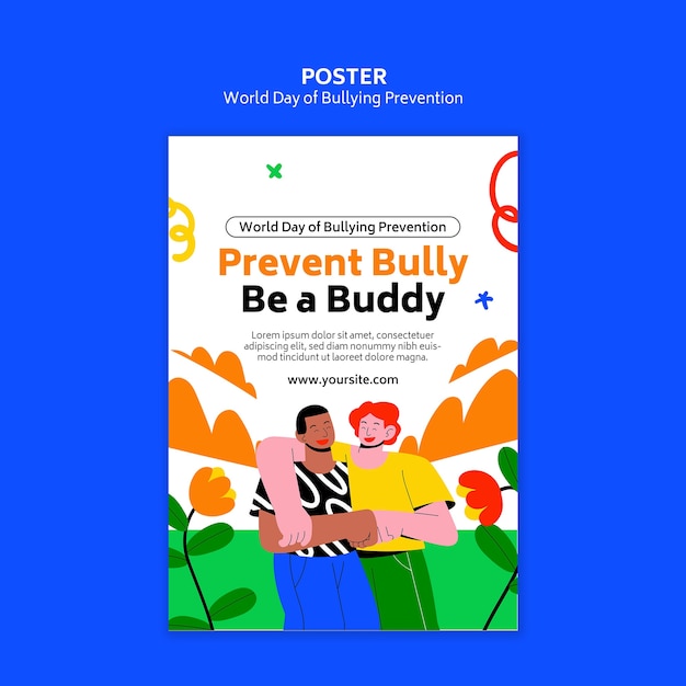 PSD gratuito modello di poster per la giornata mondiale della prevenzione del bullying