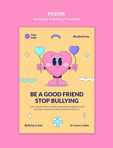 PSD gratuito modello di poster per la giornata mondiale della prevenzione del bullying