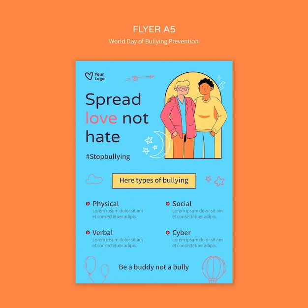 Free PSD world day of bullying prevention poster template