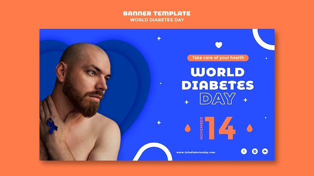 Modello di banner orizzontale per la giornata mondiale del diabete