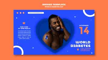 Free PSD world diabetes day horizontal banner template