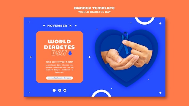 Modello di banner orizzontale per la giornata mondiale del diabete