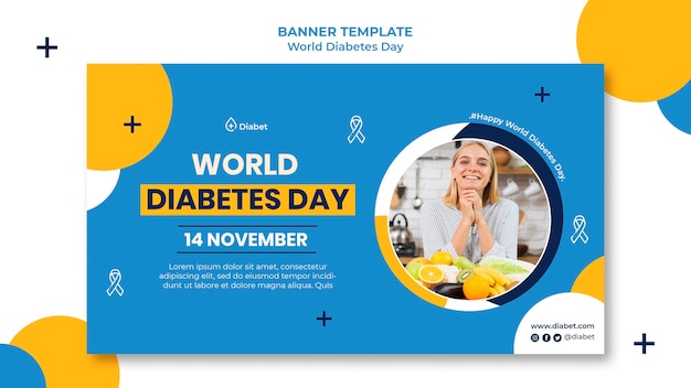 세계 당뇨병의 날 가로 배너 템플릿