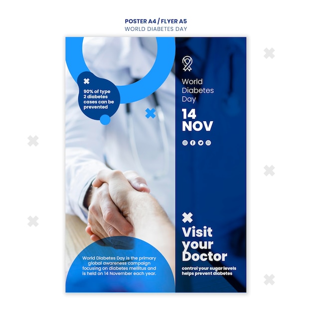 Free PSD world diabetes day poster template