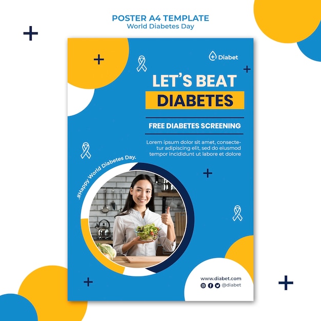 무료 PSD 세계 당뇨병의 날 세로 인쇄 템플릿