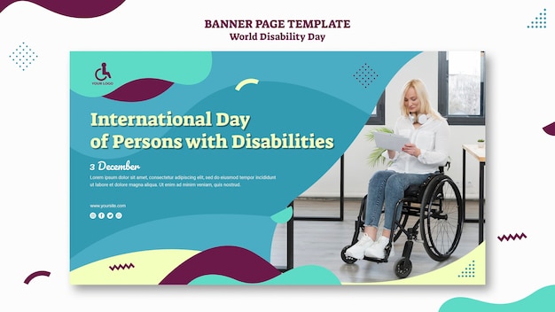 Бесплатный PSD Шаблон баннера всемирного дня инвалидности