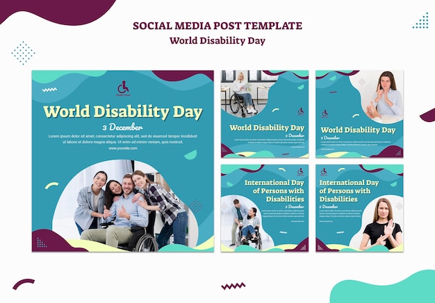 Modello di post sui social media per la giornata mondiale della disabilità