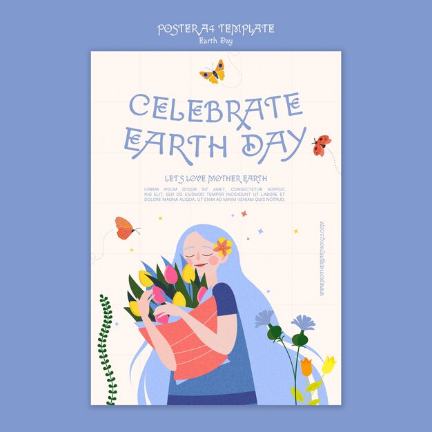 World earth day celebration a4 poster template