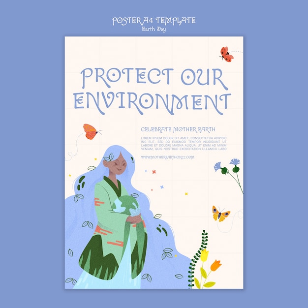 Free PSD world earth day celebration poster template