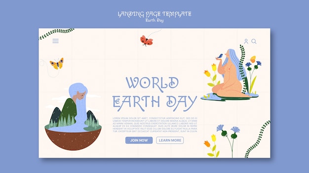 Free PSD world earth day landing page