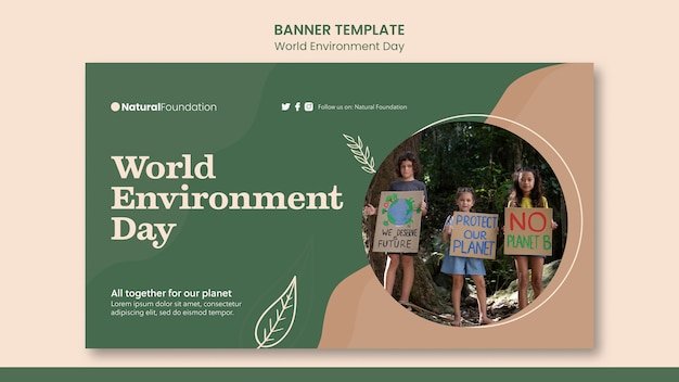 PSD gratuito progettazione del modello di banner per la giornata mondiale dell'ambiente